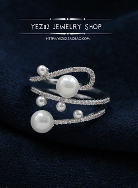 珍珠日韩风可调节开口戒指