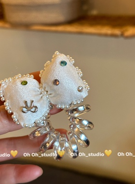 【oh oh】温柔发饰彩钻高弹力电话线发圈ins蝴蝶结头绳扎头发饰