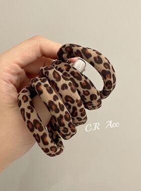 咖色豹纹皮筋秋冬高弹力耐用橡皮筋女不伤发扎马尾发圈简约皮套
