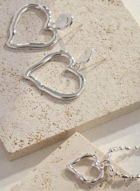 【Tonight or Never】S925纯银 爱心吊坠耳钉 法式设计轻奢高级感