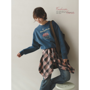 厚实保暖磨毛印花秋冬宽松休闲套头卫衣 苹安喜乐 苹果 生活家