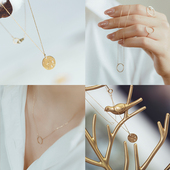 精美别致 苹果 生活家 10K金淡水珍珠太阳花锁骨链星光钻石项链