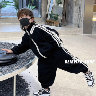 外套长裤 高品质 儿童休闲2件套儿童拉链衫 春秋款 潮 男童运动服套装