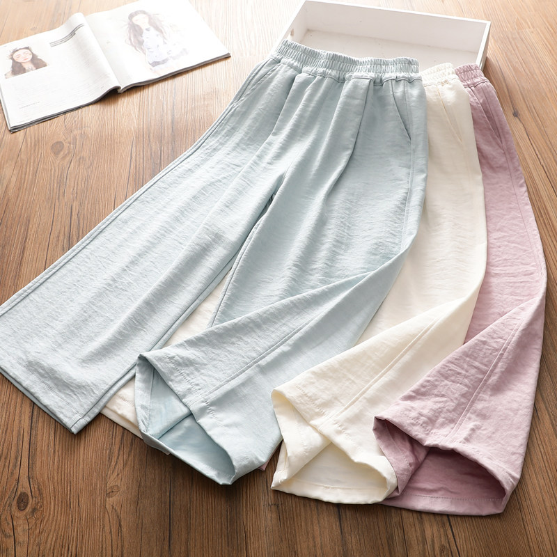 女童春夏装新款奶芙裤 韩版亲肤透气百搭直筒裤中大童休闲直筒裤