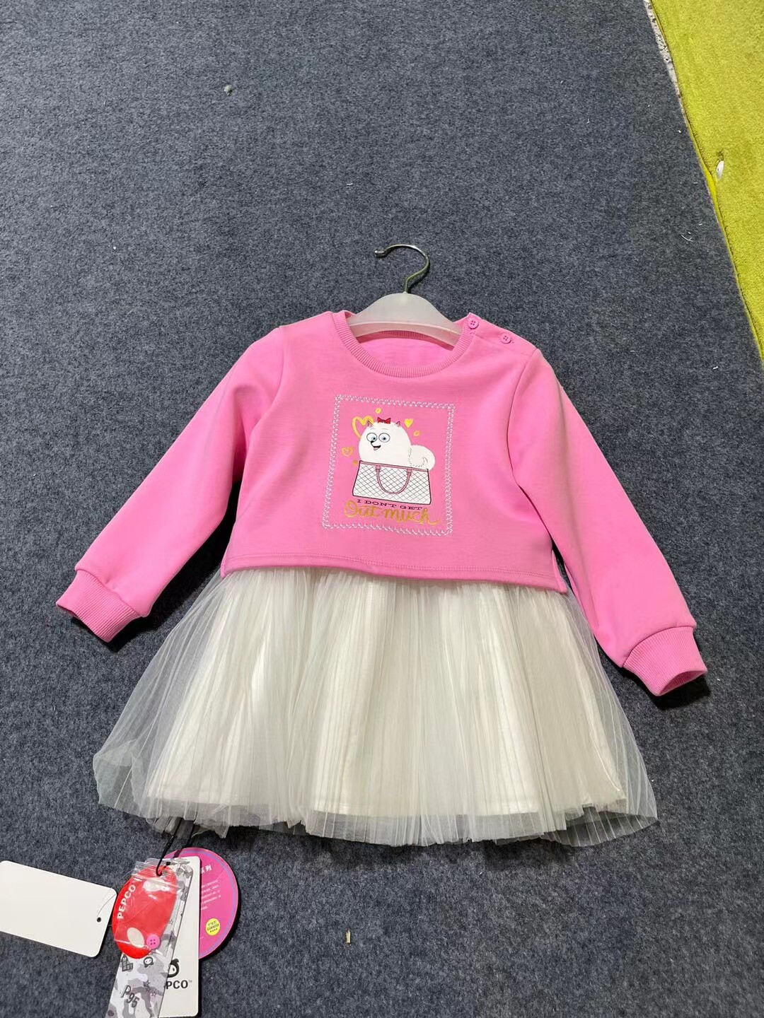 全新正品小猪班纳儿童女童全新90码儿童长袖秋冬款长袖加绒连衣裙