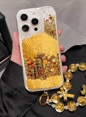 蛇年发财树适用iPhone16手机壳x100x200小米15苹果14新年金色oppo流沙pura70高级reno13金色80华为mate60红12