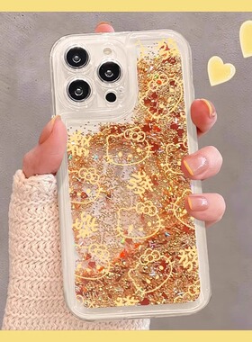 凯蒂猫适用iPhone16手机壳nova13新年x100x200小米15荣耀300金色findx8蛇年reno9华为mate70流沙magic6金色14