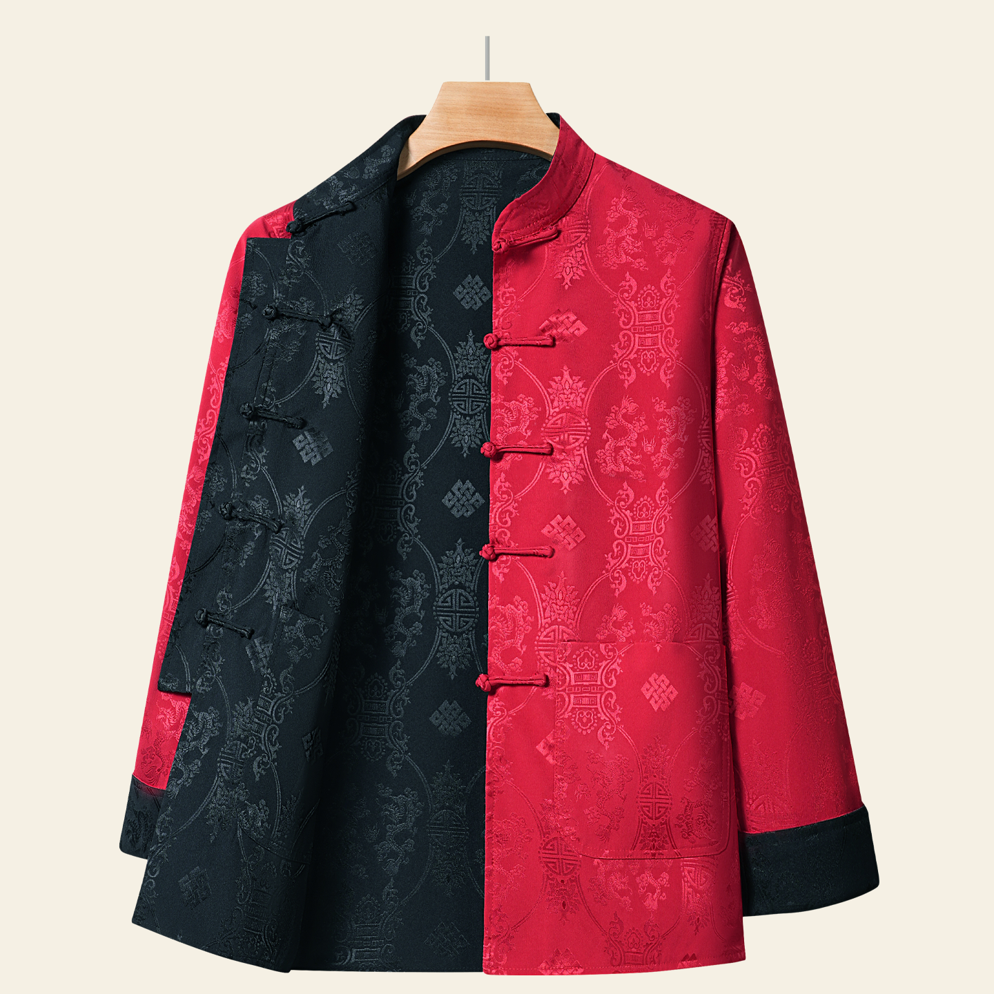 双面穿唐装男蚕丝新中式夹克套装国风上衣秋冬加厚提花外套莱赛尔,男装,唐装,淘宝优惠券,粉丝福利购,淘宝优惠卷
