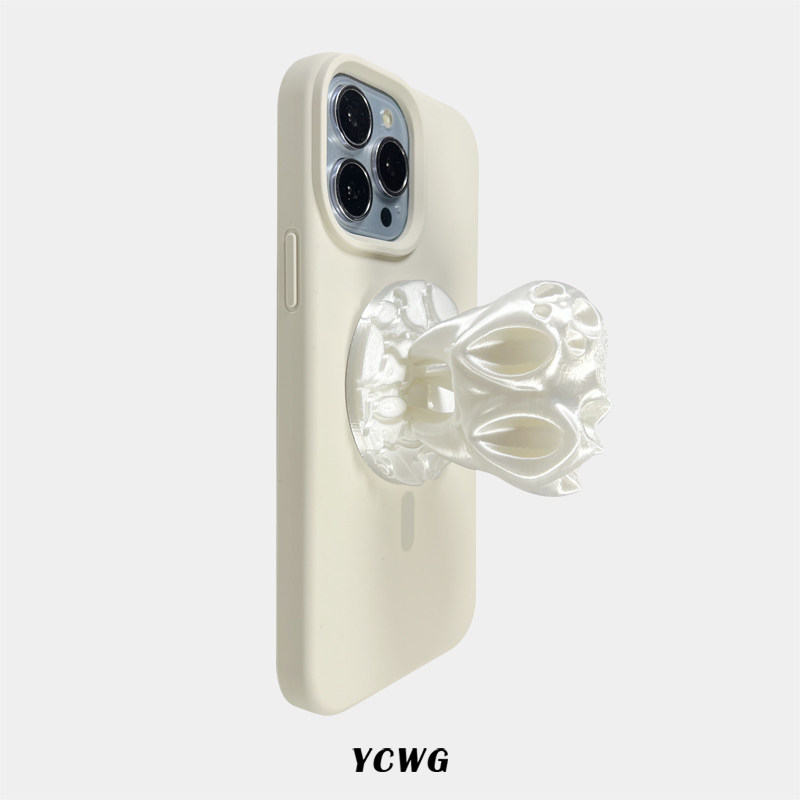 潮男个性骷髅牙齿苹果磁吸手机支架3D打印丝绸质感高颜值magsafe
