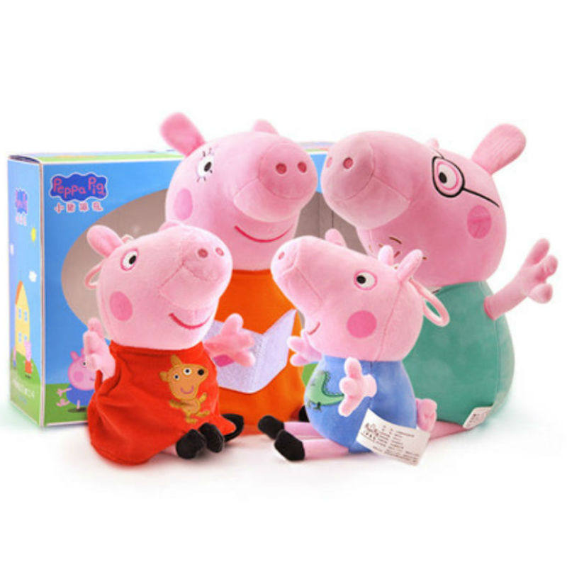 正版小猪佩奇PeppaPig毛绒玩具佩佩猪公仔一家四口礼盒装亲情玩具