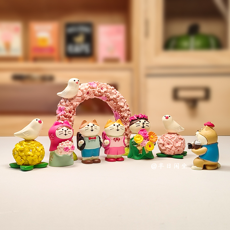 日式zakka猫咪春日赏樱花开学季柴犬ins可爱少女心桌面小摆件礼物