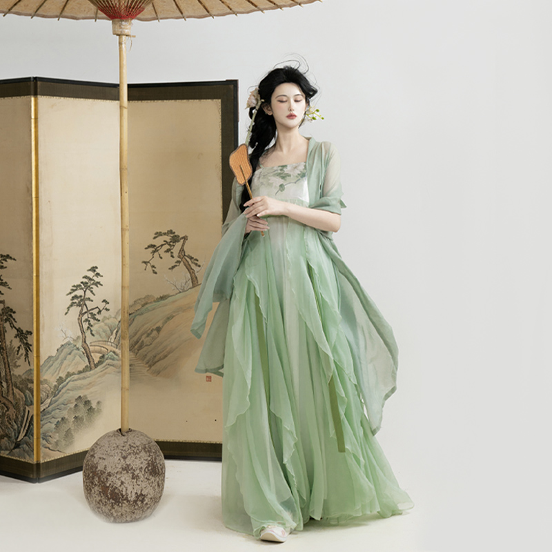 织尚御司春柳原创宋制日常改良汉服女荷叶边汉元素连衣裙百搭春夏