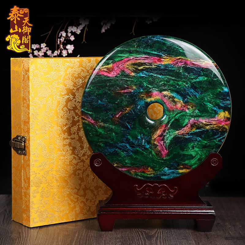 台湾七彩玉石葫芦平安扣客厅摆件图片