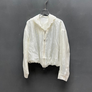 欧洲站2026春季 时尚 韩版 蕾丝连帽拉链短外套女百搭261W156 新款