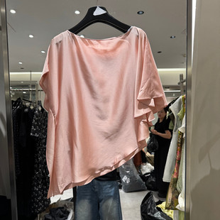 欧洲站2026夏季新款时尚圆领蚕丝不规则无袖衬衫女款欧货267