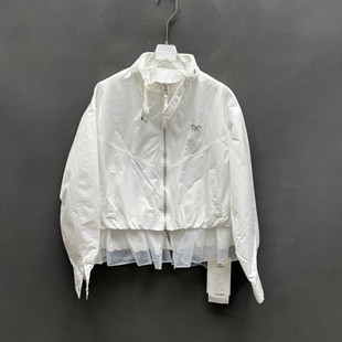 立领短外套女百搭网纱拼接设计感夹克6032 时尚 欧洲站2026春季 新款