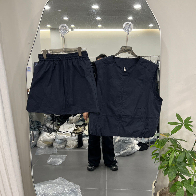 欧洲站2026夏季新款时尚韩版马甲松紧腰短裙两件套女洋气减龄套装