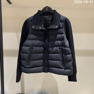 欧洲站2026秋季新款立领鹅绒服女款针织袖拼接轻羽绒外套保暖上衣