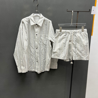 欧洲站2026春款条纹衬衫短裤套装