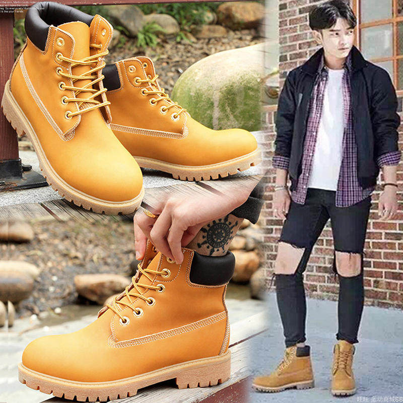 马丁靴男夏季新品日常休闲鞋大黄靴工装机车鞋户外英伦风韩版短靴|ruв категории Мужская обувь, 靴子, 马丁靴 - от Buy2taobao.com для оказания профессиональной услуги покупки агента Taobao