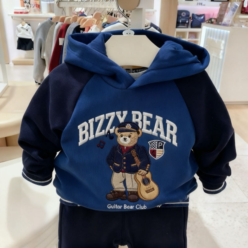 小熊童装秋冬款男童连帽加绒卫衣