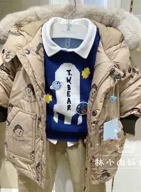 正品清仓小熊童装冬款男童装婴童卡其色洋气羽绒服T0JD214T03A