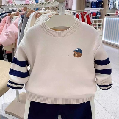 小熊童装秋冬款男童加绒保暖毛衣