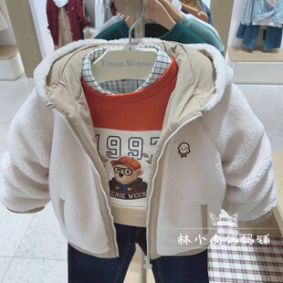 小熊童装24秋冬款男童仿羊羔绒保暖棉衣棉服儿童外套TWJU244T01A
