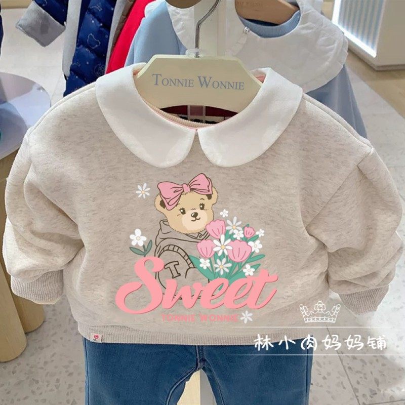 小熊童装24秋冬新款女童印花绣花保暖娃娃领加绒卫衣TWMW234V56A,童装/婴儿装/亲子装,卫衣/绒衫,淘宝优惠券,粉丝福利购,淘宝优惠卷