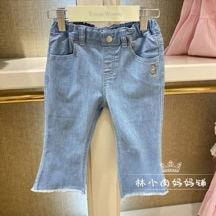 25年春夏款 九分裤 现货小熊童装 女童薄款 喇叭裤 中大童休闲牛仔裤