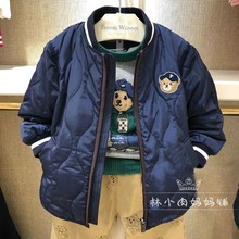 现货25年秋冬款小熊男童装薄款夹棉棒球服棉衣棉服中大童休闲外套