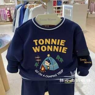 小熊童装 男童印花加厚保暖休闲加绒卫衣TWMW234V01A 24秋冬新款