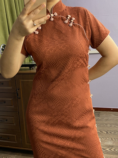 【美人娇】锦暮溪新品手工花扣美玲襟大开襟旗袍罗织中国风旗袍