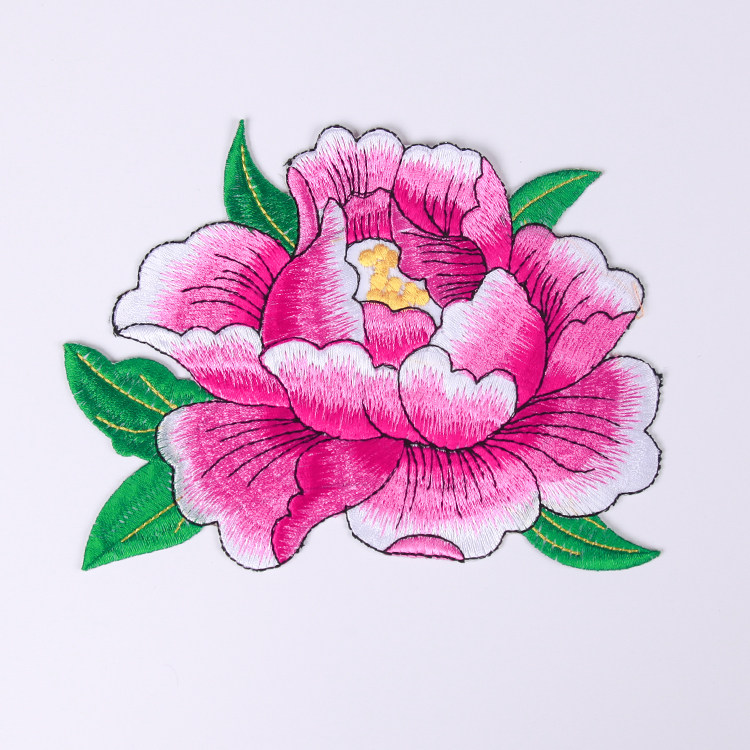 新款牡丹花刺绣布贴演出花卉烫花