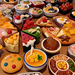 【买5赠1】特色立体食玩披萨蛋糕美食冰箱贴磁贴冰箱门装饰磁力贴