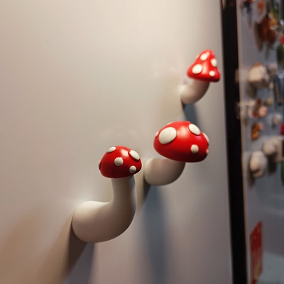 红色蘑菇冰箱贴磁铁贴原创设计