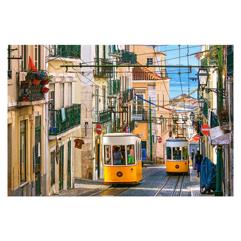 欧洲葡萄牙里斯本电车木质拼图1000片成人减压儿童卡通玩具礼物