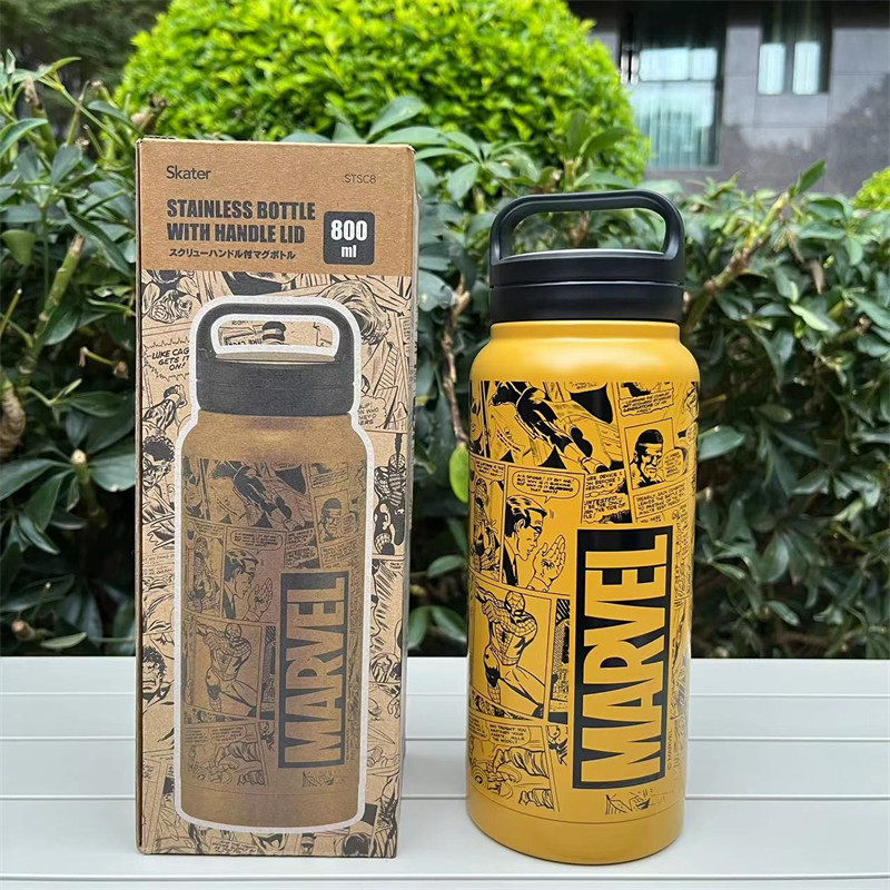 现货 日本本土MARVEL漫威联名skater手提不锈钢大容量保温杯水壶