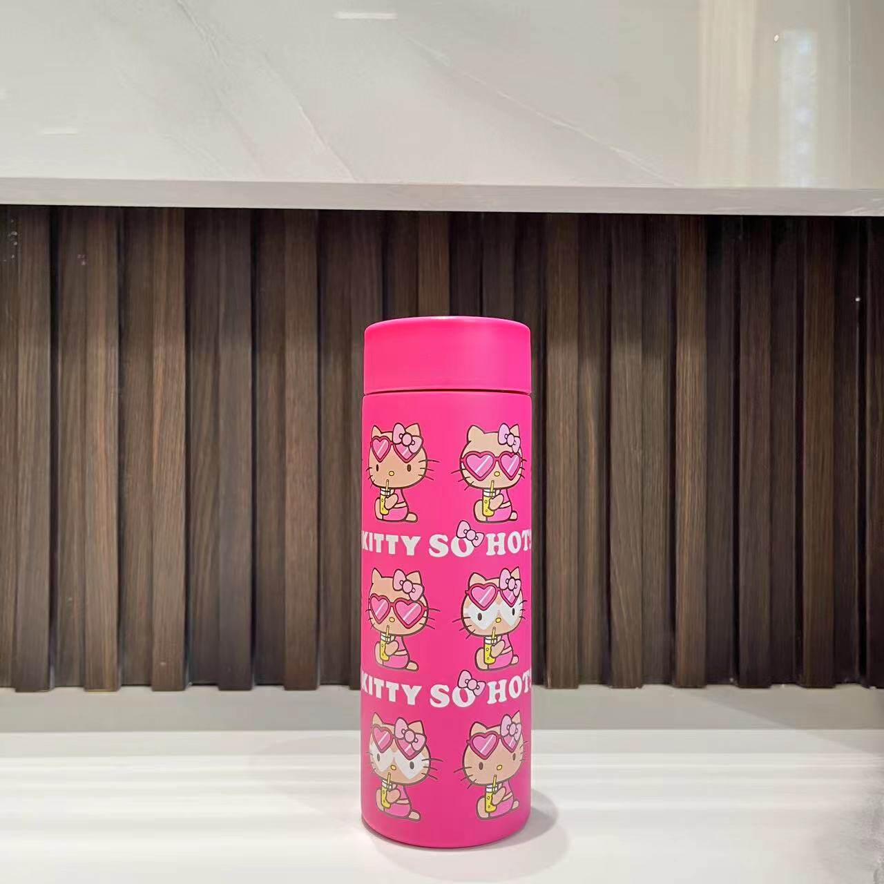 日本冲绳限定夏威夷度假系列黑皮hellokitty不锈钢保温杯可爱水杯