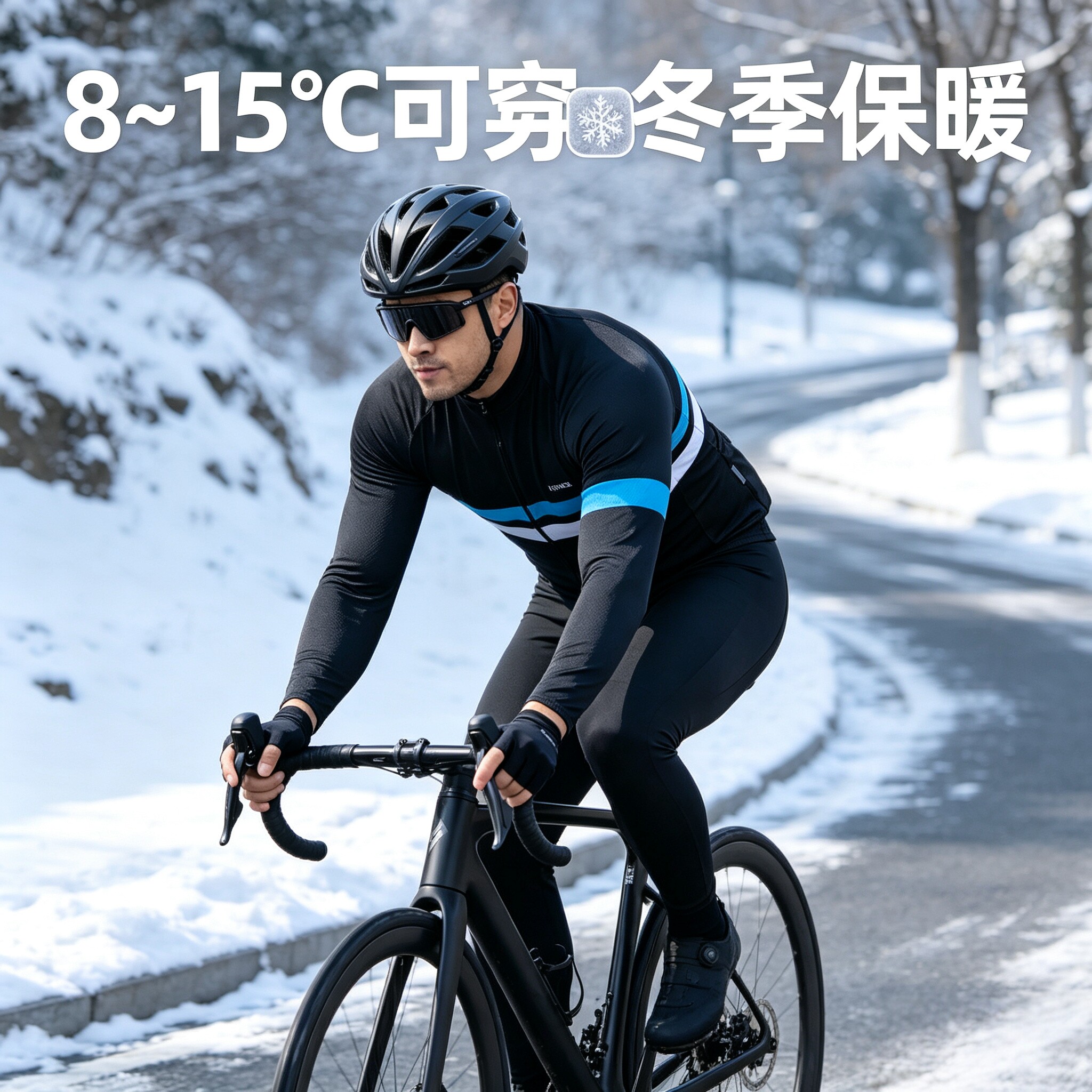 加大码加肥秋冬山地自行车公路车长袖抓绒骑行服套装定制订做 男