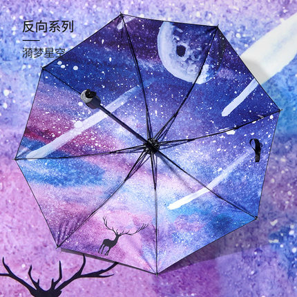 星空雨伞太阳伞防紫外线遮阳伞防晒折叠便携晴雨伞两用黑胶自动伞