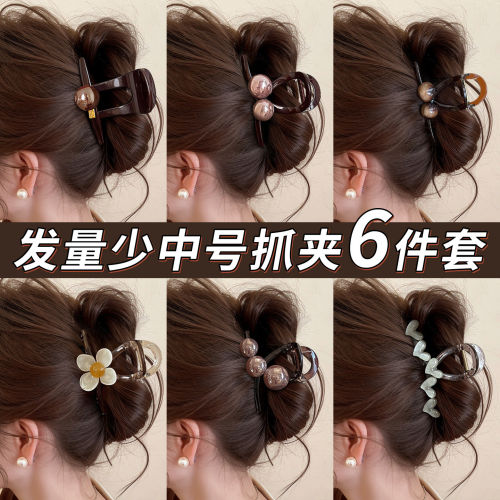 发量少中号头发抓夹女高级感2026新款发夹后脑勺盘发鲨鱼夹子头饰