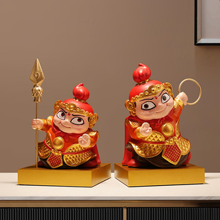 国潮新年哪吒门神摆件客厅入户玄关办公室桌面装 饰搬家乔迁新居礼