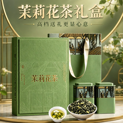 正宗广西横县茉莉花茶礼盒花香浓郁耐泡高档茶叶礼盒中秋送礼佳品
