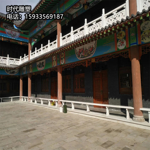 石雕汉白玉栏板天然石材浮雕镂空围栏现代庭院走廊公园寺庙石栏杆