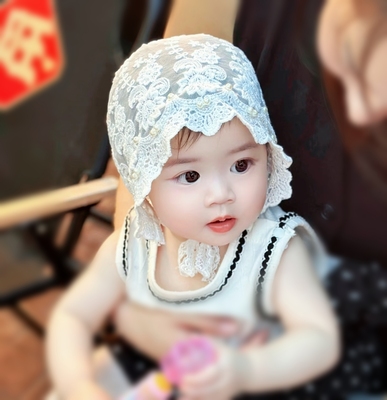 轻薄透气不闷热蕾丝宝宝公主帽小婴儿夏凉帽拍照摄影帽子0-1-2岁