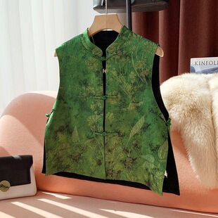 醋酸2026马甲秋款 新女新背心中式 唐装 爆款 高级绿色 秋秋感国风中式