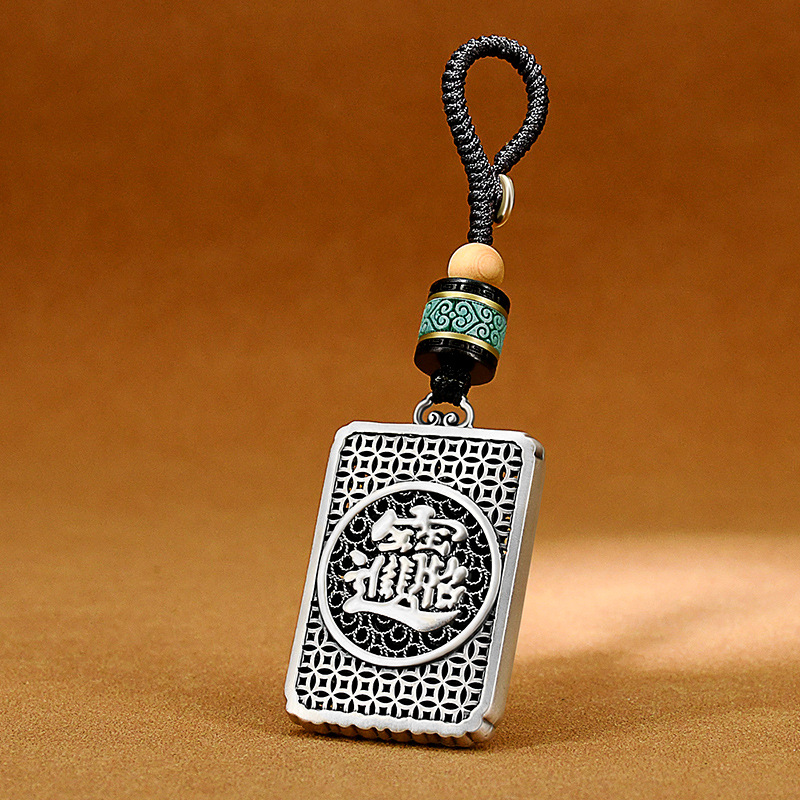 跨境如意貔貅钥匙扣足银转运珠腰挂链男女款高档汽车手工挂件