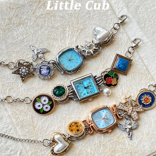 原创设计手链ins小众琉璃蓝色手表盘饰品 莫奈花语 Little Cub