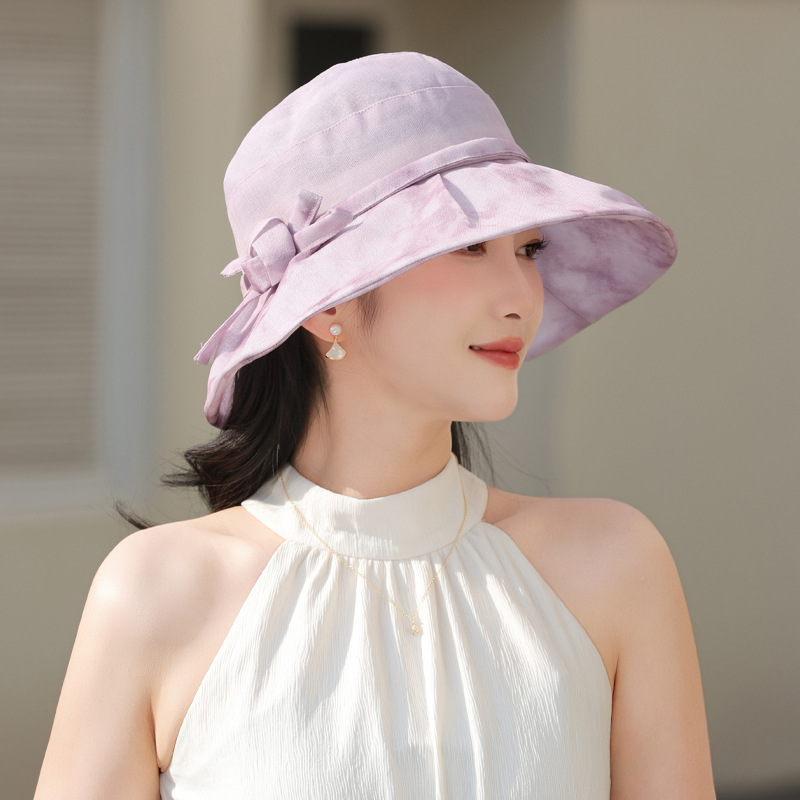 艾凝雪2025夏季新款太陽帽子歐根紗洋氣綁帶中老年旅游防曬遮陽帽